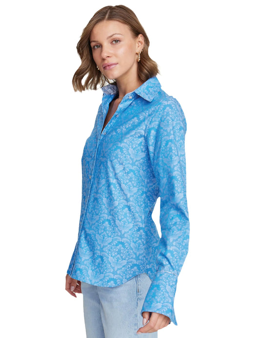 Robert Graham Womens Priscilla Long Sleeve Woven Button Down Shirt Light Blue X-Small