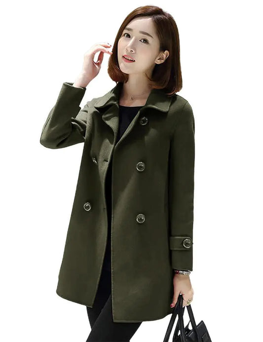 Ylingjun Womens Double Breasted Wool Jackets Casual Classic Fit Pea Coat Outwear (Army Green XXL)