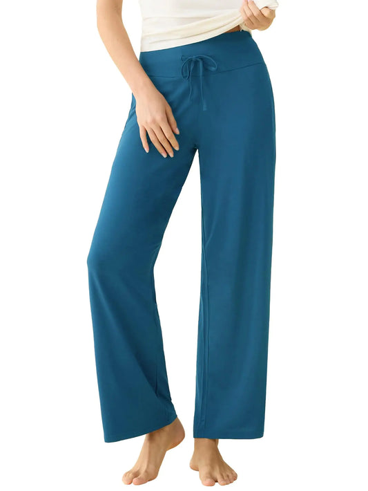 Latuza Womens Soft Viscose Wide Leg Lounge Pants Palazzo Sleep Bottoms 2X Prussian Blue